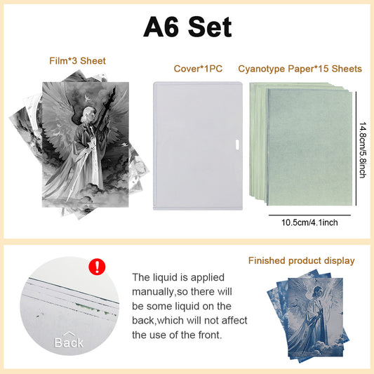 A6 Religious Figure Cyanotype Paper 15-Sheet Kit Cyanotype Set Sun Art Paper Vintage Photography Clear Details For Creative DIY/Faith Gifting