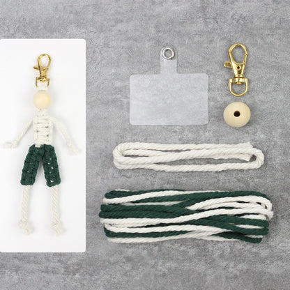 Macrame Kit: Boy-shaped Keychain Weaving Craft Material Package, including tutorials, complete materials, vivid and lifelike, multiple colors available. Keychain, small accessory, creative gift, suitable for beginners and DIY enthusiasts.