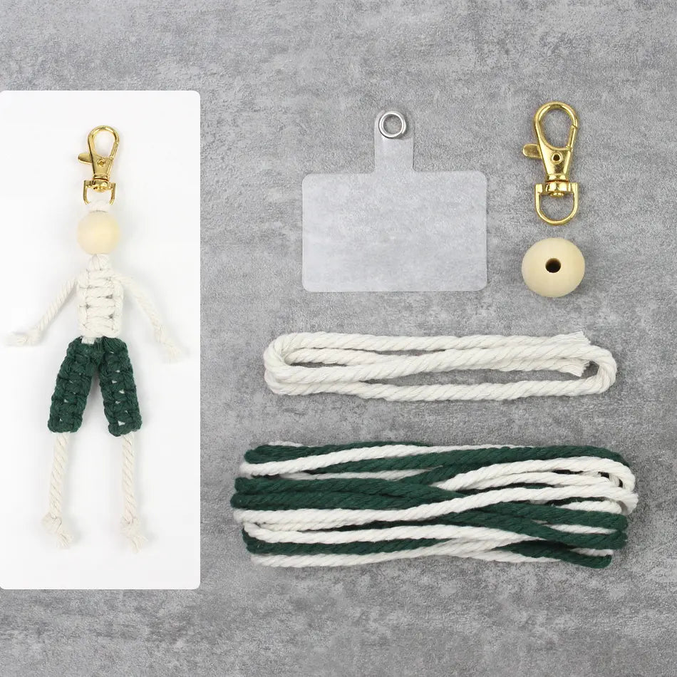 Macrame Kit for Beginners | DIY Boy Figure Macrame Keychain Craft Kit