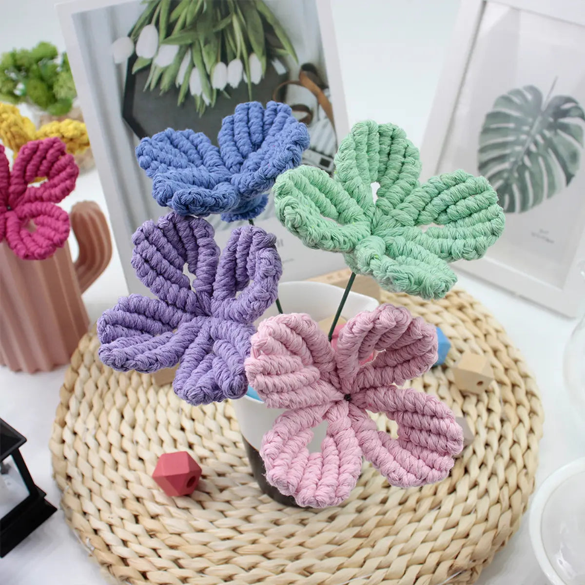 Macrame Kit for Beginners | DIY Four-Leaf Clover Macrame Flower Craft Kit