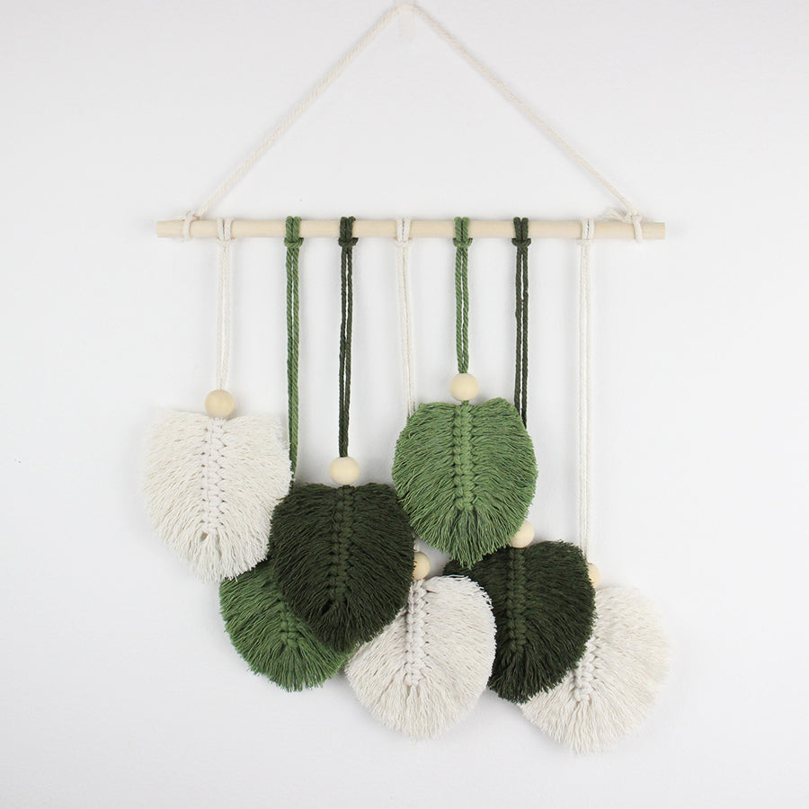 Macrame Kit Leaf Tapestry Weaving Kit | Bohemian Style | Adjustable Length | Bedroom/Living Room/Hallway Decor | Beginner-Friendly