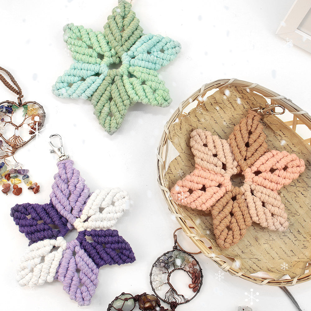 Hexagon Star Pendant Keychain Weaving Kit Macrame Kit | Multi-Colors | Simple & Elegant | Keychain/Decor | Beginner DIY Set