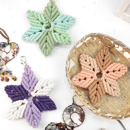 Hexagon Star Pendant Keychain Weaving Kit Macrame Kit | Multi-Colors | Simple & Elegant | Keychain/Decor | Beginner DIY Set