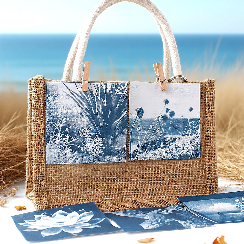 Square Cyanotype DIY Value Pack - 24 Sheets Sun Art Paper, Retro Printing/Mini Cyanotype Cards, For Beginners/Photography Lovers cyanotype set