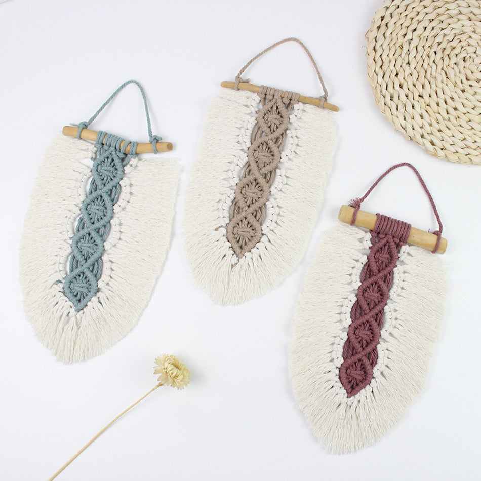 Macrame Kit Leaf Fringe Tapestry Weaving Kit | colour Leaf Vein Pattern | Customizable Leaf Shape | Bedroom/Living Room Decor | Beginner-Friendly