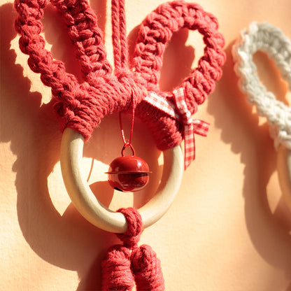 Macrame Kit Rabbit Ear Car Ornament Weaving Kit | Cute Rabbit | Animal Pendant | Beginner Weaving | Car Decoration | Handmade Gift
