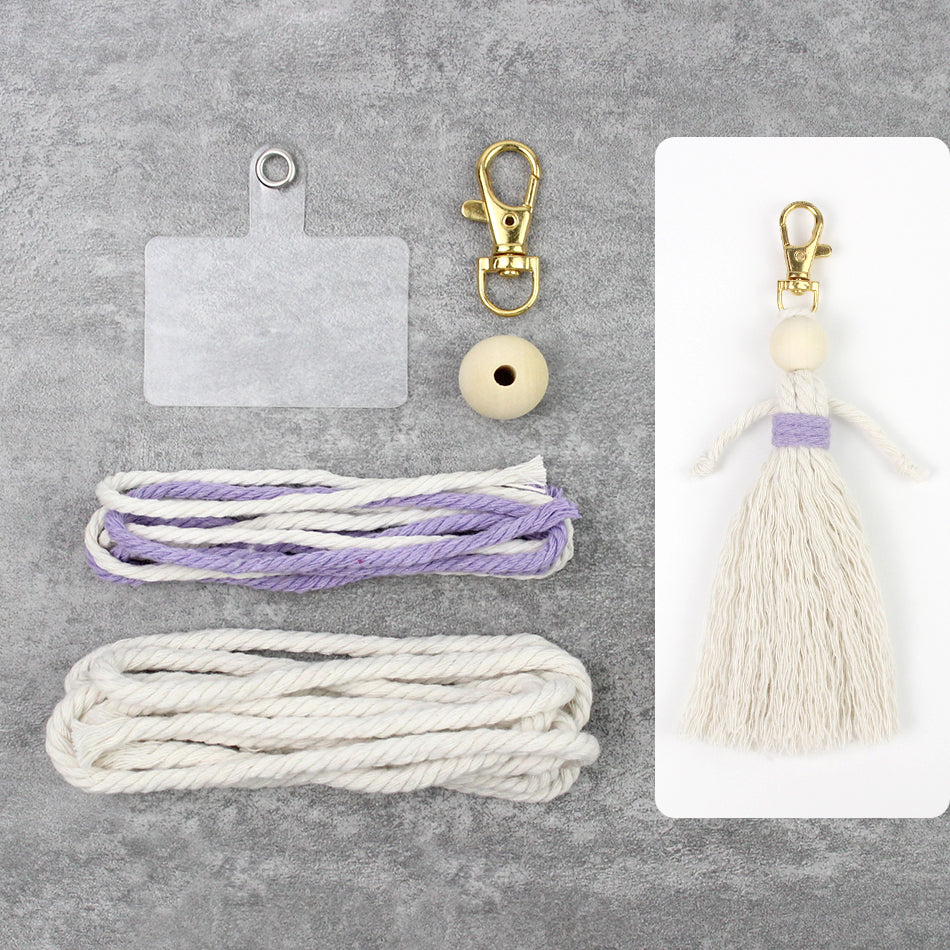 Girl Weaving Keychain Craft Kit Macrame Kit | Fringe Skirt | DIY Valentine's Gift, Beginner-DIY