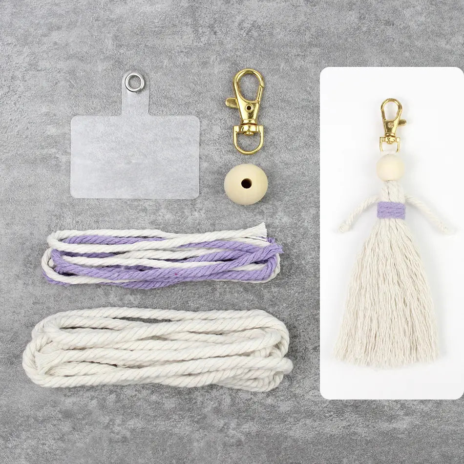 Macrame Kit for Beginners | DIY Girl Figure Macrame Keychain Craft Kit