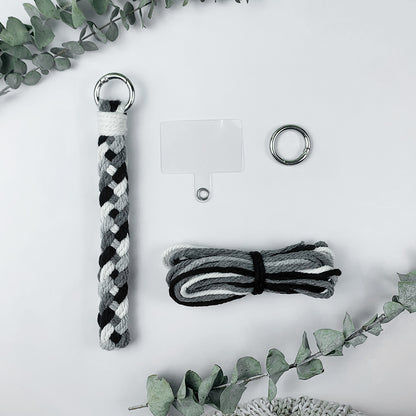 Macrame Kit: 4-strand Braid Keychain Weaving Craft Material Pack. 4 colored ropes (1.5m each, gradient/color contrast options). Includes tutorial, 1 key ring with spring clasp, 1 phone clip. For beginnersDIY enthusiasts. Use as keychain, phone pendant