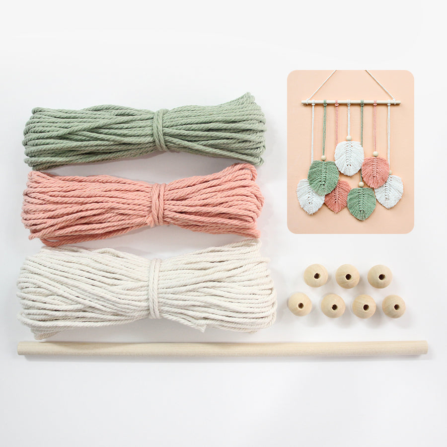Macrame Kit Leaf Tapestry Weaving Kit | Bohemian Style | Adjustable Length | Bedroom/Living Room/Hallway Decor | Beginner-Friendly