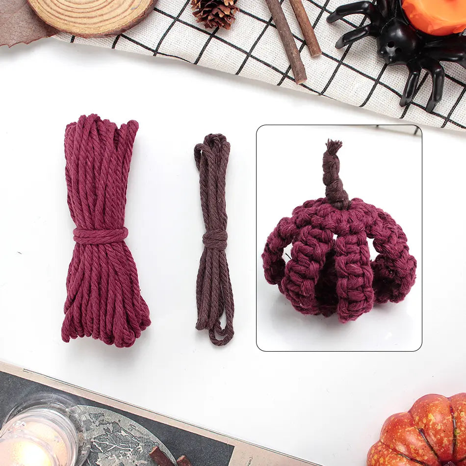 Macrame Kit for Beginners, Boho Halloween Pumpkin DIY Kit, Handmade Decor Gift