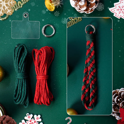 Christmas 4-Strand Braid Keychain Kit Macrame Kit | Phone Charm/Wristband | English Tutorial | Beginner-Friendly | Handmade Gift