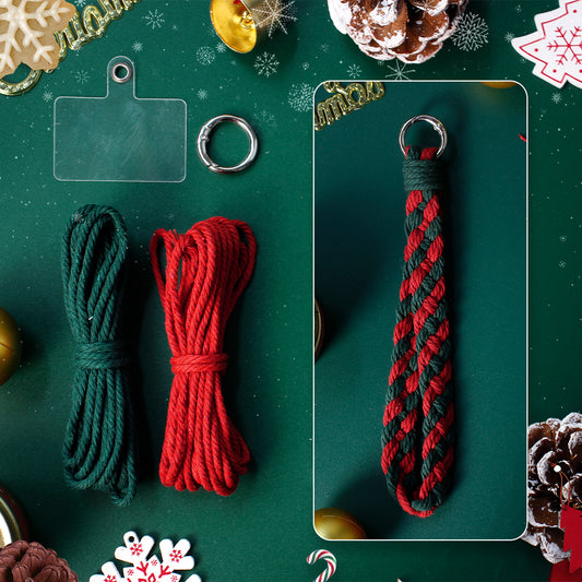 Christmas 4-Strand Braid Keychain Kit Macrame Kit | Phone Charm/Wristband | English Tutorial | Beginner-Friendly | Handmade Gift