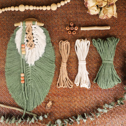 Macrame Kit for Beginners, Boho Large Leaf Tapestry DIY Kit, Vintage Wall Hanging Decor