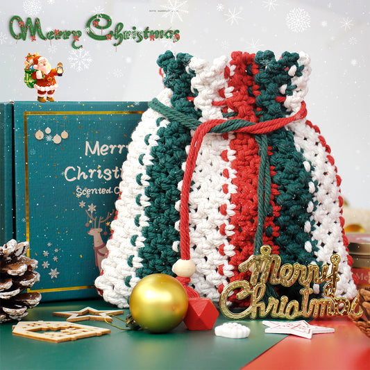 Christmas Fortune Bag Storage Kit Macrame Kit | Item Pouch/Christmas Decor | Drawstring Design | Beginner-Friendly | Handmade Gift