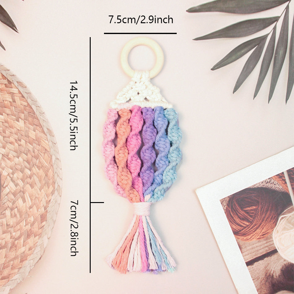Macrame Kit Nautical Fish Charm Weaving Kit | 6-Color Gradient/Contrast | Bedroom/Living Room Decor | Beginner-Friendly