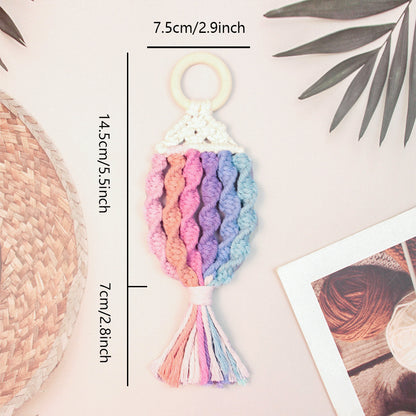 Macrame Kit Nautical Fish Charm Weaving Kit | 6-Color Gradient/Contrast | Bedroom/Living Room Decor | Beginner-Friendly