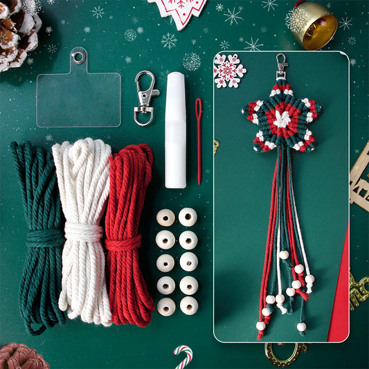 Macrame Kit Christmas Pentagram Bead Tassel Weaving Kit | Christmas Pendant/Car Ornament | Phone Charm | Beginner Weaving