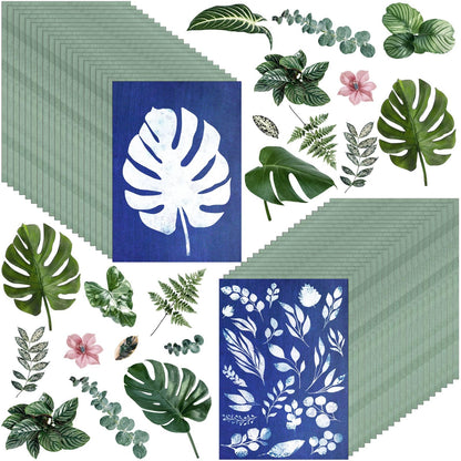 Cyanotype Set A5 Cyanotype Paper Refill (16 Sheets, Large Quantity) Sun Printing Paper DIY Supplies For Parent-Child Activities/Interest Classes Bookmark Specimen Postcard Making