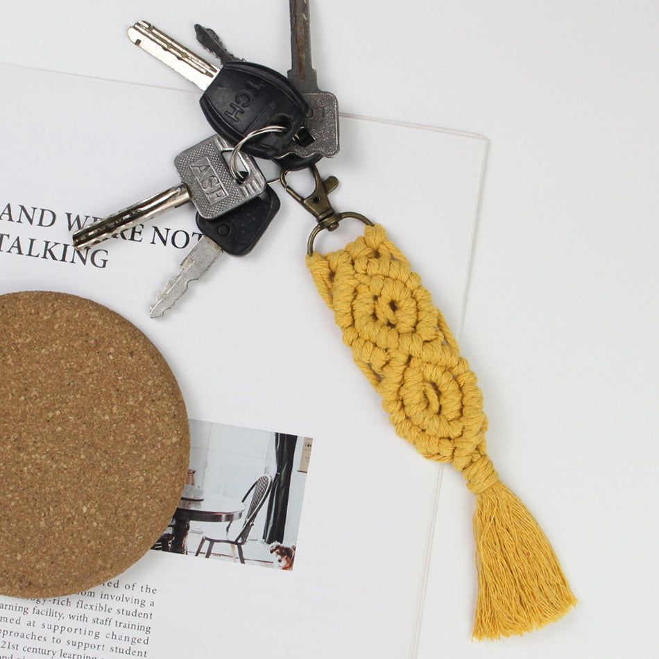 6-Piece Keychain Macrame DIY Kit - Handmade Weaving Supplies with English Tutorial | Craft Set for Multiple Keychains