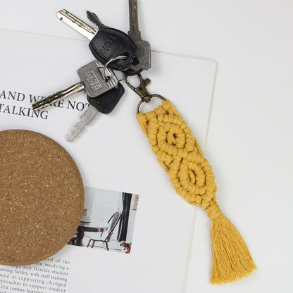 6-Piece Keychain Macrame DIY Kit - Handmade Weaving Supplies with English Tutorial | Craft Set for Multiple Keychains
