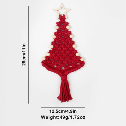 Christmas Tree Ornament Weaving Kit Macrame Kit | Car/Bag Pendant | Holiday DIY Gift | Beginner-Suitable Wooden Bead Christmas Tree