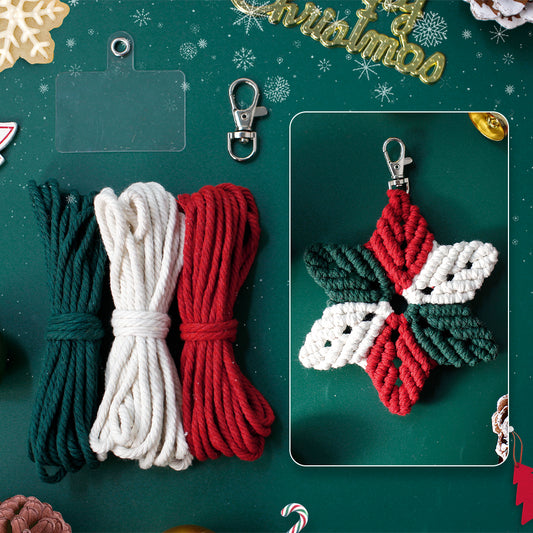Christmas Hexagonal Star Weaving Kit Macrame Kit | Home Decor/Bag Accessory | Basic Knot Tutorial | Beginner-Friendly | Handmade Gift