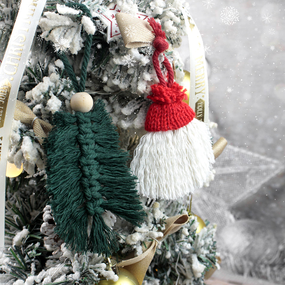 Christmas 7-Piece Macrame DIY Kit - Holiday Weaving Supplies with English Tutorial | Festive Craft Set