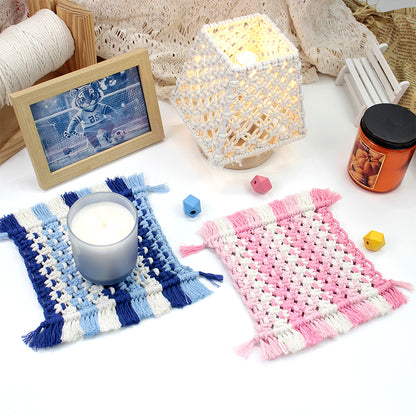 Square Coaster Weaving Kit Macrame Kit | Heat-Resistant Table Protection| Fits Most Cups | Home Style Matching | Beginner-Friendly