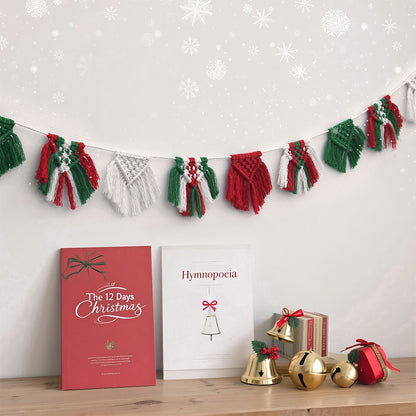 Festive Macrame Bunting Kit - Beginner DIY Christmas Banner, Macrame Garland, Home & Holiday Decoration Gift Beginner-Friendly
