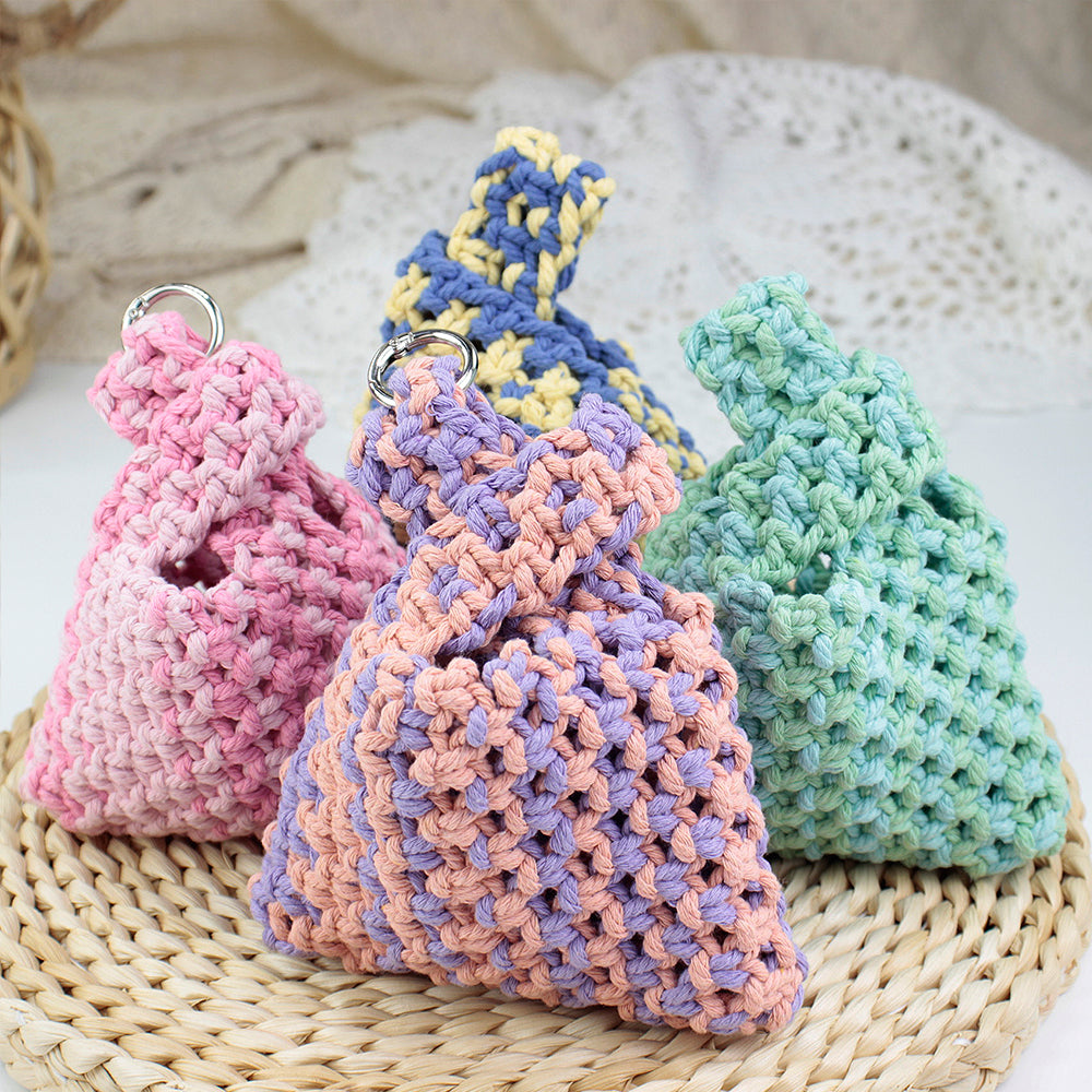Macrame Kit Mini Tote Weaving Kit | Contrast/Gradient/Adjacent Colors | Hangable on Big Bags | Beginner-Friendly | DIY Gift