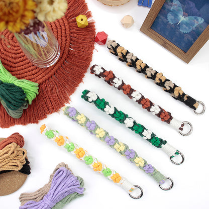 Macrame Kit Cute Cat Paw Wristband Keychain Weaving Kit | Multi-Colors | 2-Tone Pattern | Anti-Lost Strap/Bag Charm | Beginner-Friendly