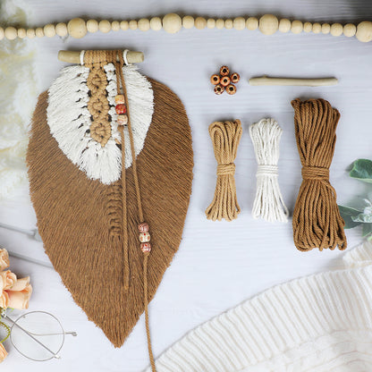 Macrame Kit Leaf Tapestry Weaving Kit | Avocado/Caramel Tones | Bohemian Style | Bedroom/Living Room Decor | Beginner-Friendly