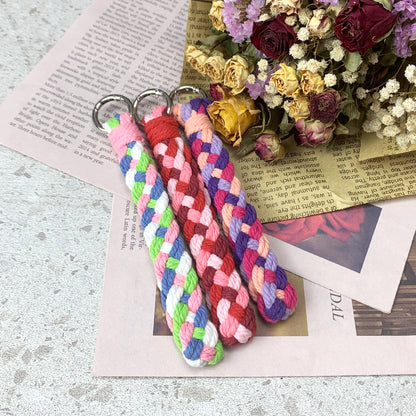 Macrame Kit: 4-strand Braid Keychain Weaving Craft Material Pack. 4 colored ropes (1.5m each, gradient/color contrast options). Includes tutorial, 1 key ring with spring clasp, 1 phone clip. For beginnersDIY enthusiasts. Use as keychain, phone pendant