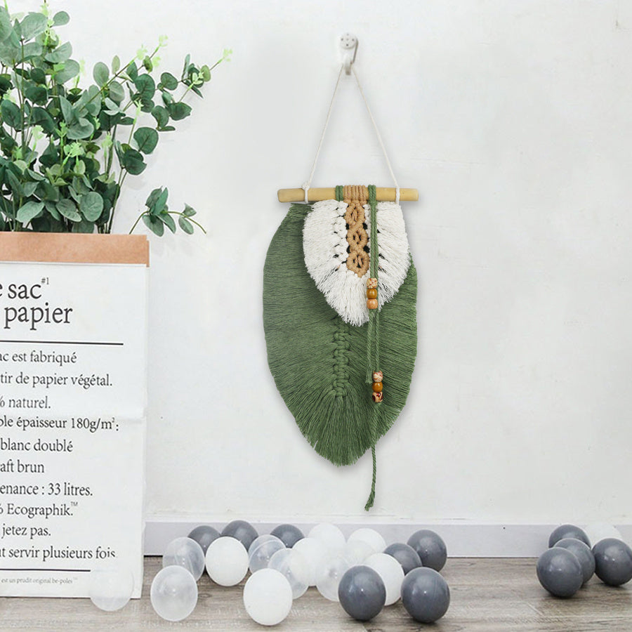 Macrame Kit Leaf Tapestry Weaving Kit | Avocado/Caramel Tones | Bohemian Style | Bedroom/Living Room Decor | Beginner-Friendly