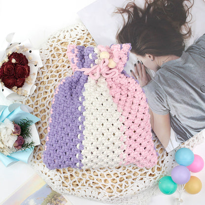 Macrame Kit Fortune Bag Storage Weaving Kit | 3-Color Patchwork | Drawstring Closure | Beginner-Friendly | Bead Accent | DIY Gift