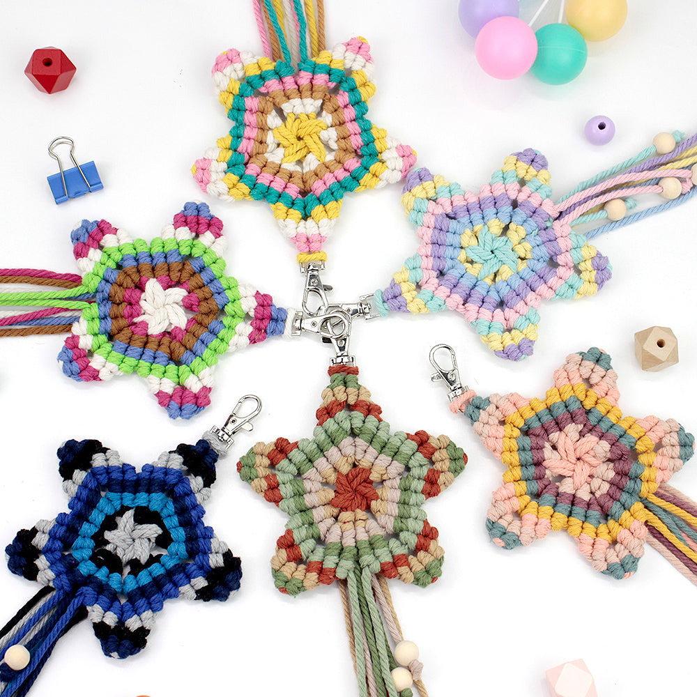 Macrame Kit for Beginners | Star Keychain DIY Craft Kit with Weaving Tutorial