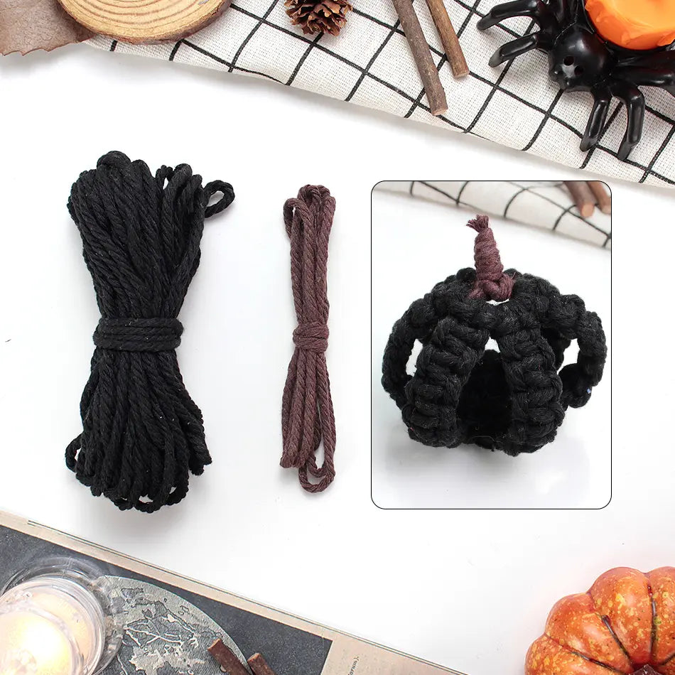 Macrame Kit for Beginners, Boho Halloween Pumpkin DIY Kit, Handmade Decor Gift