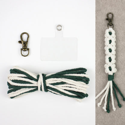 White Daisy Keychain Wristband Weaving Kit Macrame Kit: Premium Polyester Rope (2 colors, 3m each), Tutorial, Bronze Dog Clasp  Phone Clip, White Petals & Colored Center, Beginner-Friendly, For Pendants