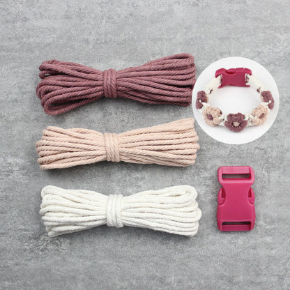 Macrame Kit Daisy Flower Pet Collar Weaving Kit | 3-Color Comfort Match | Adjustable Length | Pet Accessory | Beginner-Friendly