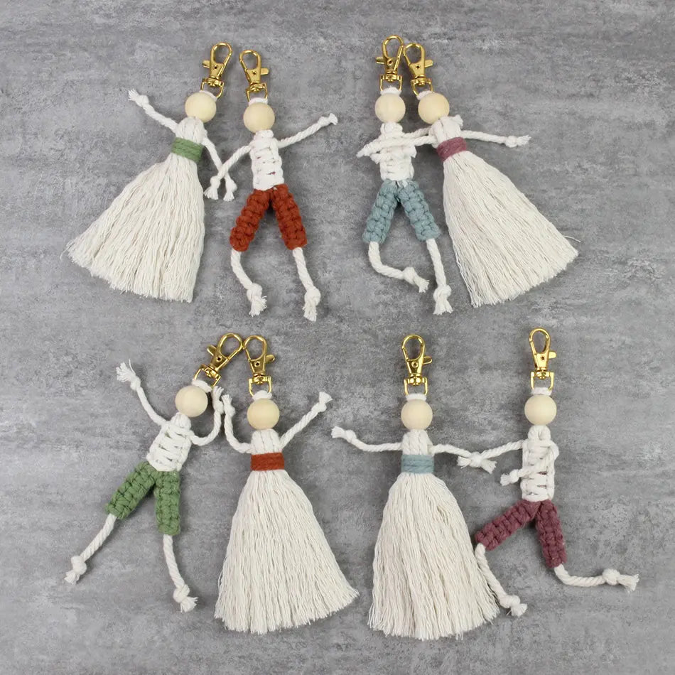 Macrame Kit for Beginners | DIY Boy & Girl Figure Macrame Keychain Craft Kit