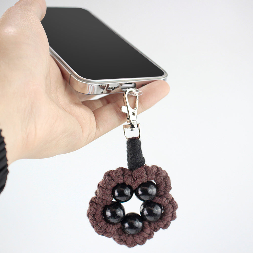 Wood Bead Flower Keychain Weaving Kit Macrame Kit | Multi-Colors | Cute Vitality | Bag Charm/Keychain | Beginner DIY Set