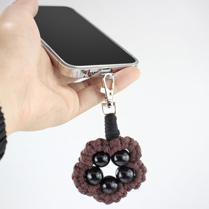 Wood Bead Flower Keychain Weaving Kit Macrame Kit | Multi-Colors | Cute Vitality | Bag Charm/Keychain | Beginner DIY Set
