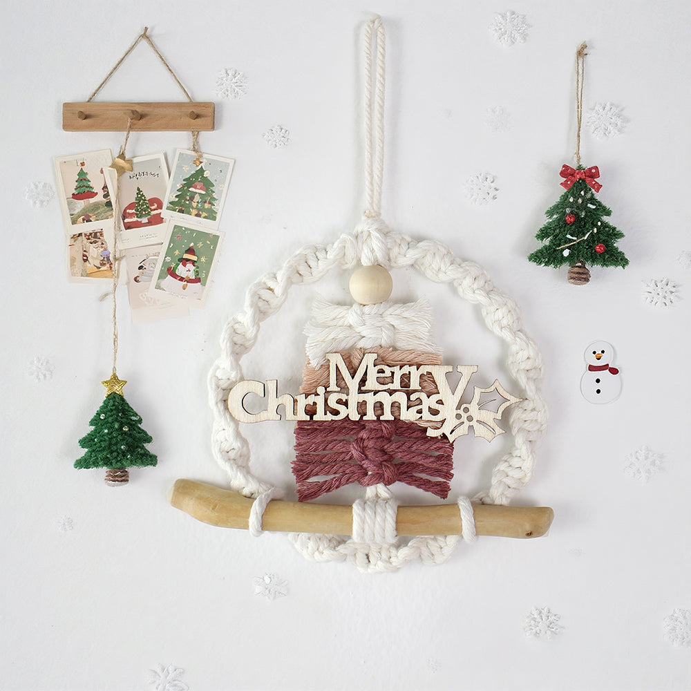 Gradient Christmas tree wreath weaving pendant material kit, macrame kit, Christmas decoration for cars, DIY accessories for bags, home holiday decorations for beginners