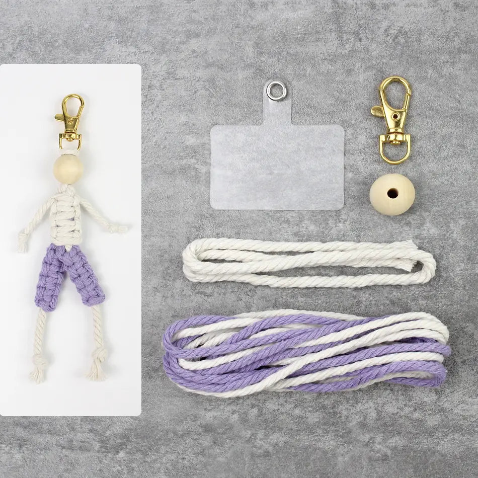 Macrame Kit for Beginners | DIY Boy Figure Macrame Keychain Craft Kit