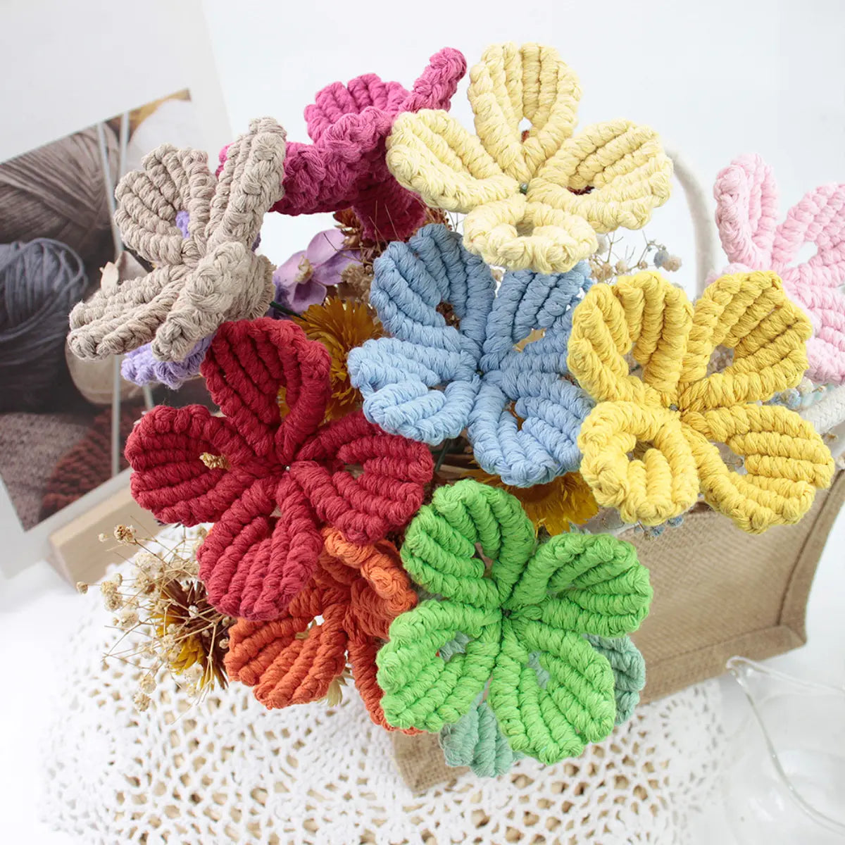 Macrame Kit for Beginners | DIY Four-Leaf Clover Macrame Flower Craft Kit