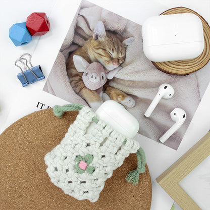 Daisy Earphone Bag Weaving Kit Macrame Kit | Drawstring Design | Adjustable Size | DIY Gift