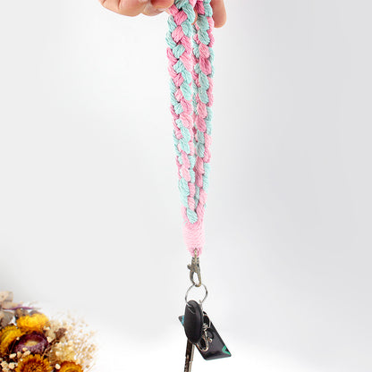 Macrame Kit Diagonal Half-Knot Keychain Weaving Kit | Multi-Colors (Gradient/Contrast) | 2-Color Wrapping | Wristband/Anti-Lost Strap | Beginner-Friendly