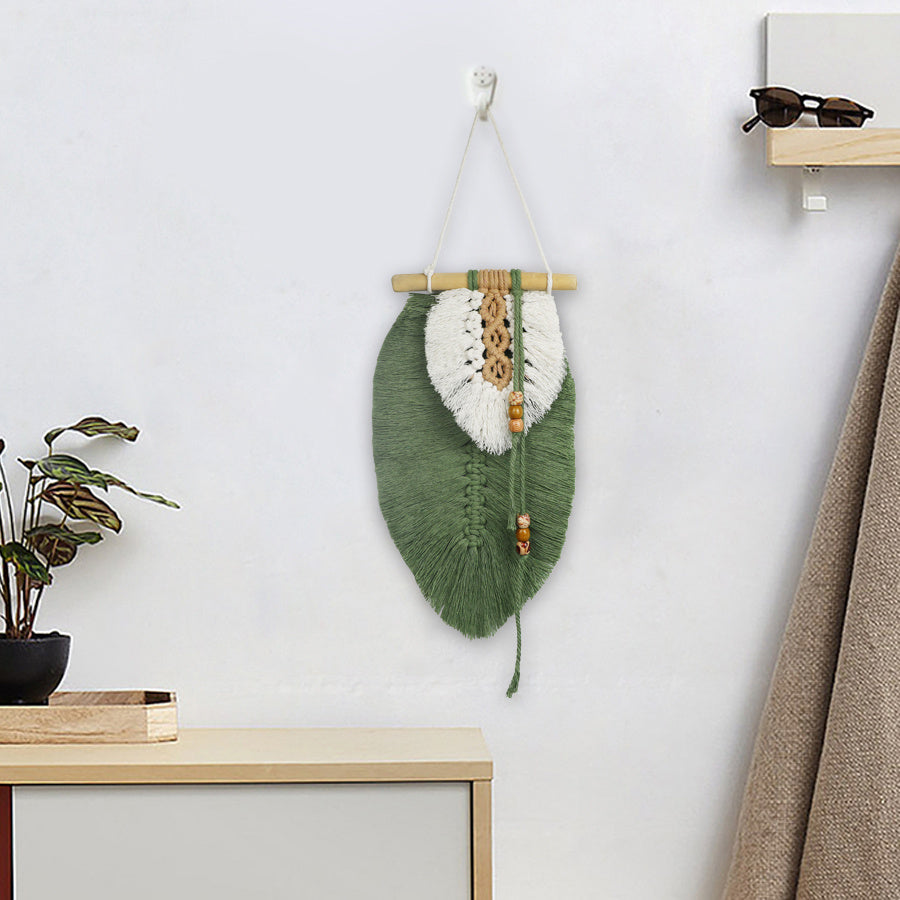 Macrame Kit Leaf Tapestry Weaving Kit | Avocado/Caramel Tones | Bohemian Style | Bedroom/Living Room Decor | Beginner-Friendly