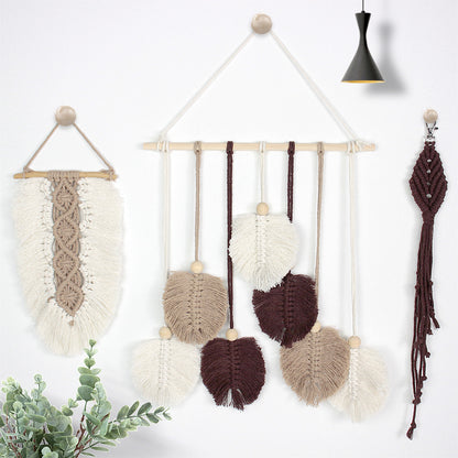 Macrame Kit 3pcs Leaf Set Weaving Kit | English Tutorials | Tapestry/Keychain | Bohemian Style | Beginner Weaving